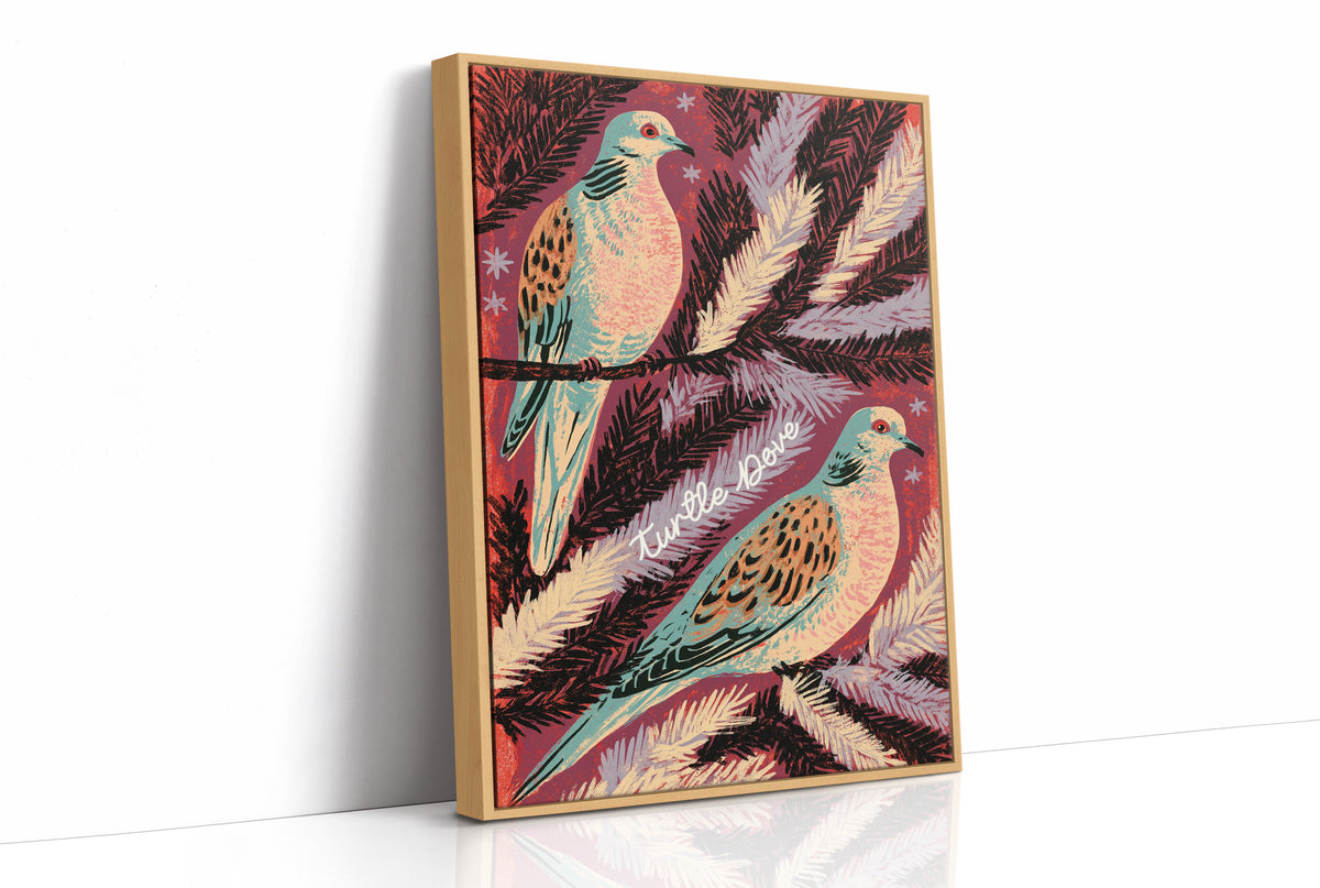 Turtle Doves in Winter Pine