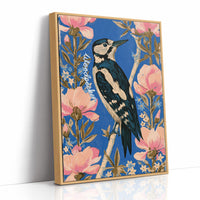 Woodpecker Among Peony Blooms