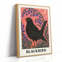 Blackbird Beneath Bluebells and Moon