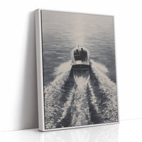 Speedboat Cuts Through Morning Fog