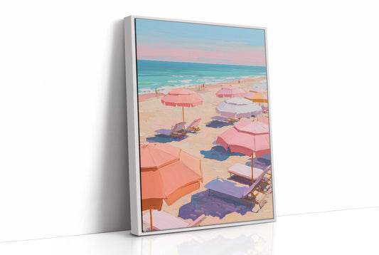 Pastel Parasols Dot Golden Shores