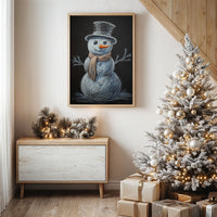 Snowman Tales On Winter Blackboard