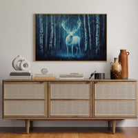 Moonlit Stag Among Birch Trees
