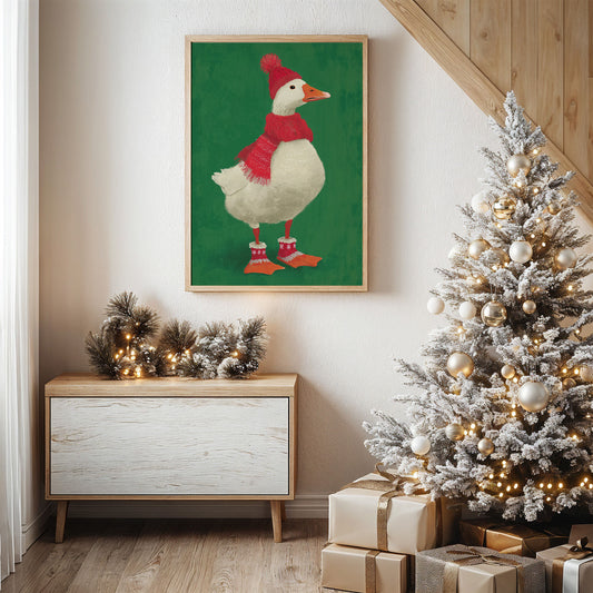 Festive Duck Wears Winter Woolens