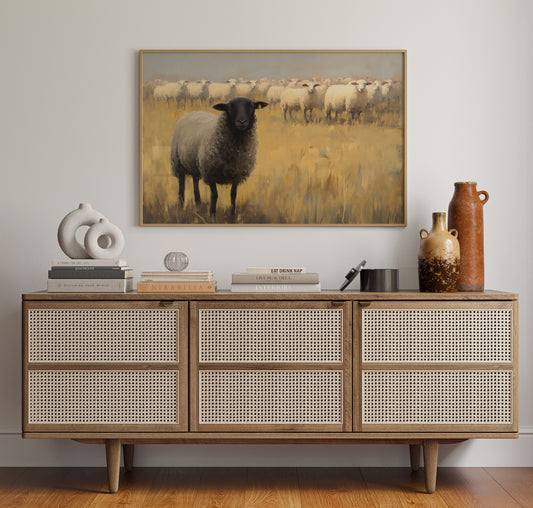 Black Sheep Leads Golden Meadow