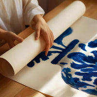 Cobalt Petals Dance In White