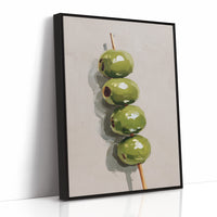 Verdant Olives on Wooden Skewer