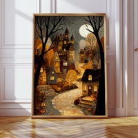 Harvest Moon Over Cobblestone Streets