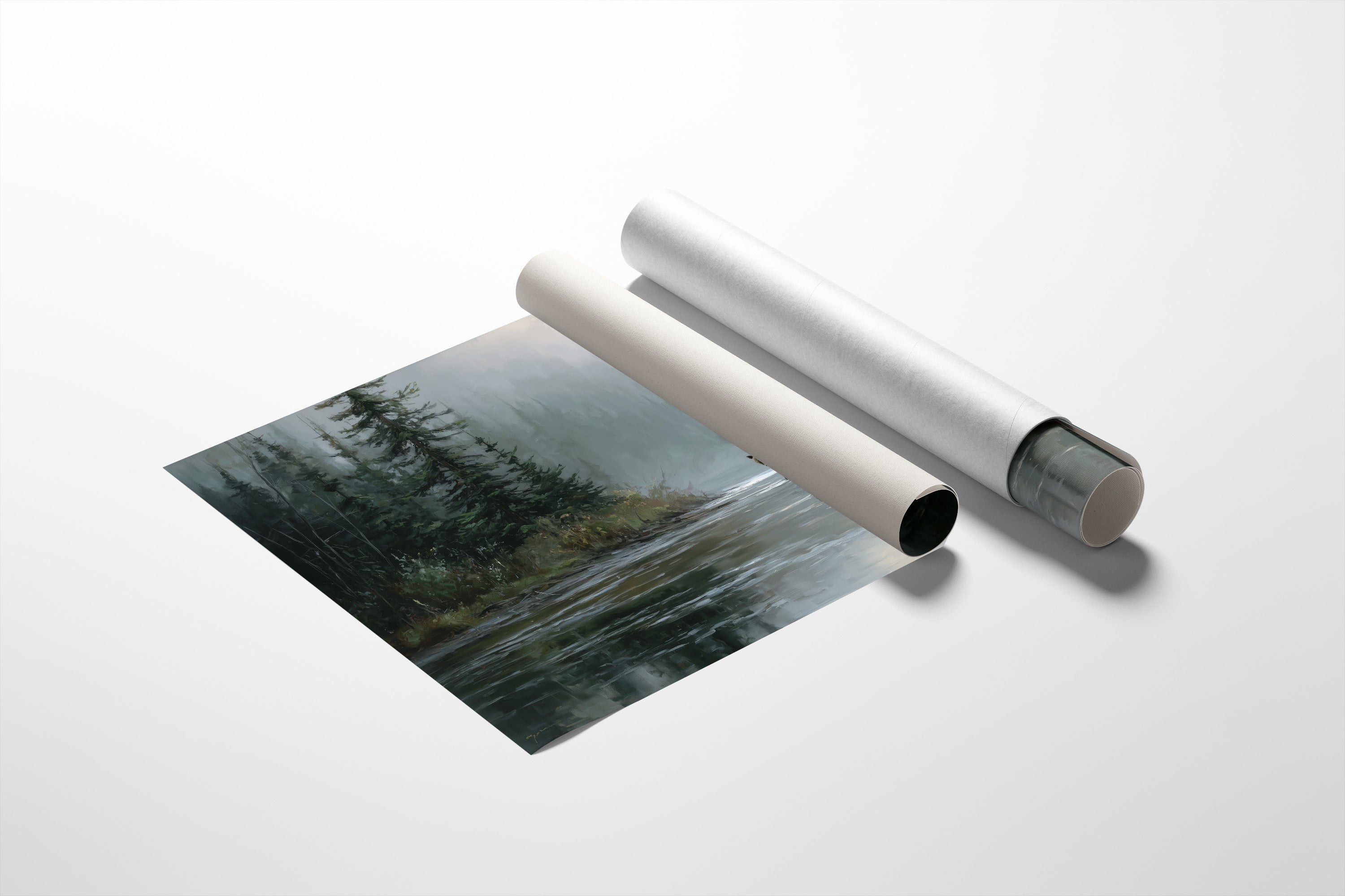 Misty River Meets Ancient Wanderer