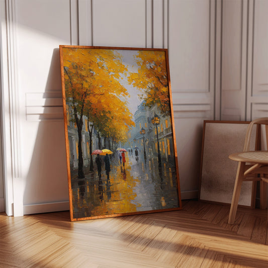 Autumn Rain Lights Paris Streets