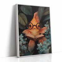 Scholarly Goldfish Navigates Aquatic Library