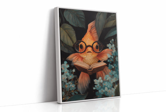 Scholarly Goldfish Navigates Aquatic Library