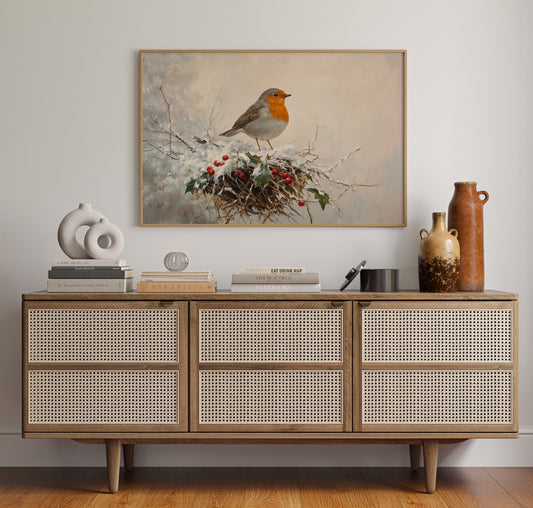 Robin's Winter Song Among Berries