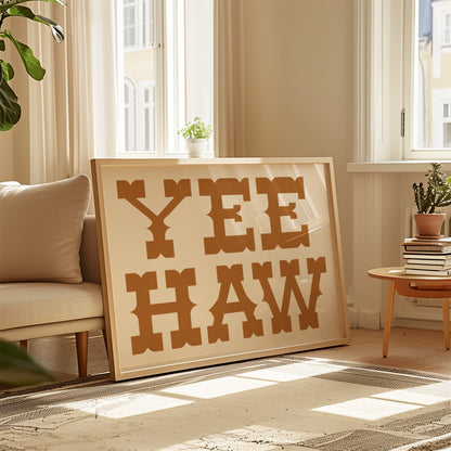 Yee Haw Western Wall Art – Rustic Cowboy Typography Print