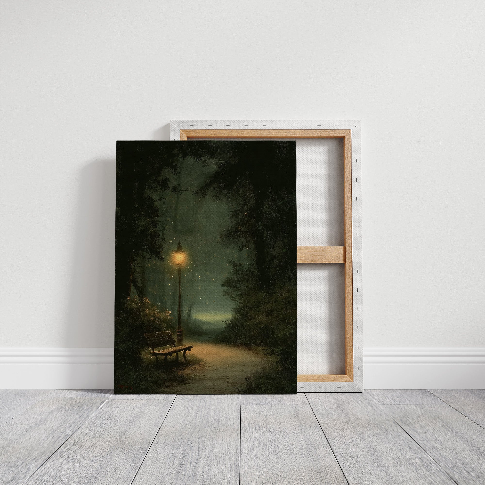 Misty Green Path By Lamplight