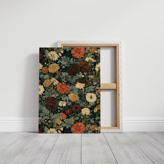 Midnight Chrysanthemum Floral Pattern