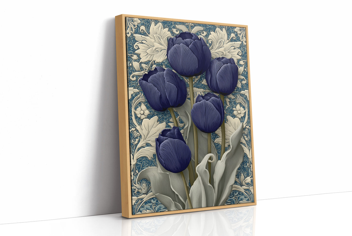 Midnight Tulips Against the Plasterwork