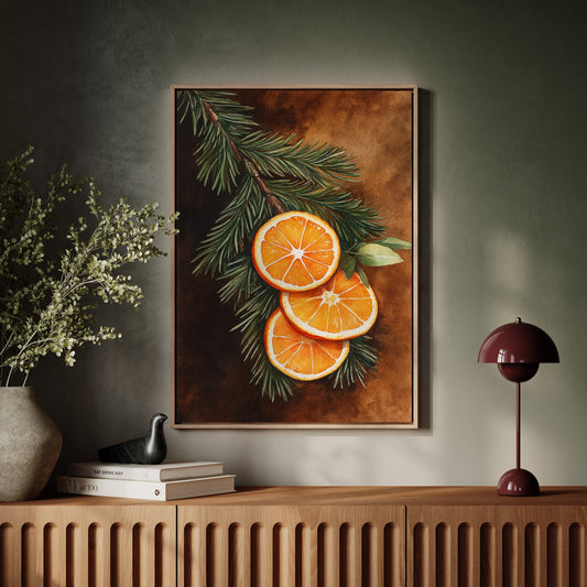 Orange Slice Pine Branch Print - Rustic Nature Art - Gallery Canvas image 7