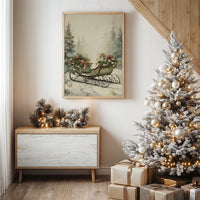 Winter Sleigh Among Misty Pines