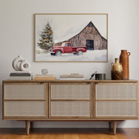 Red Pickup Brings Christmas Home