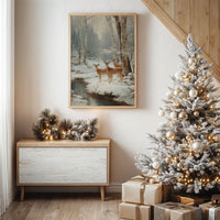 December Deer By Frozen Stream