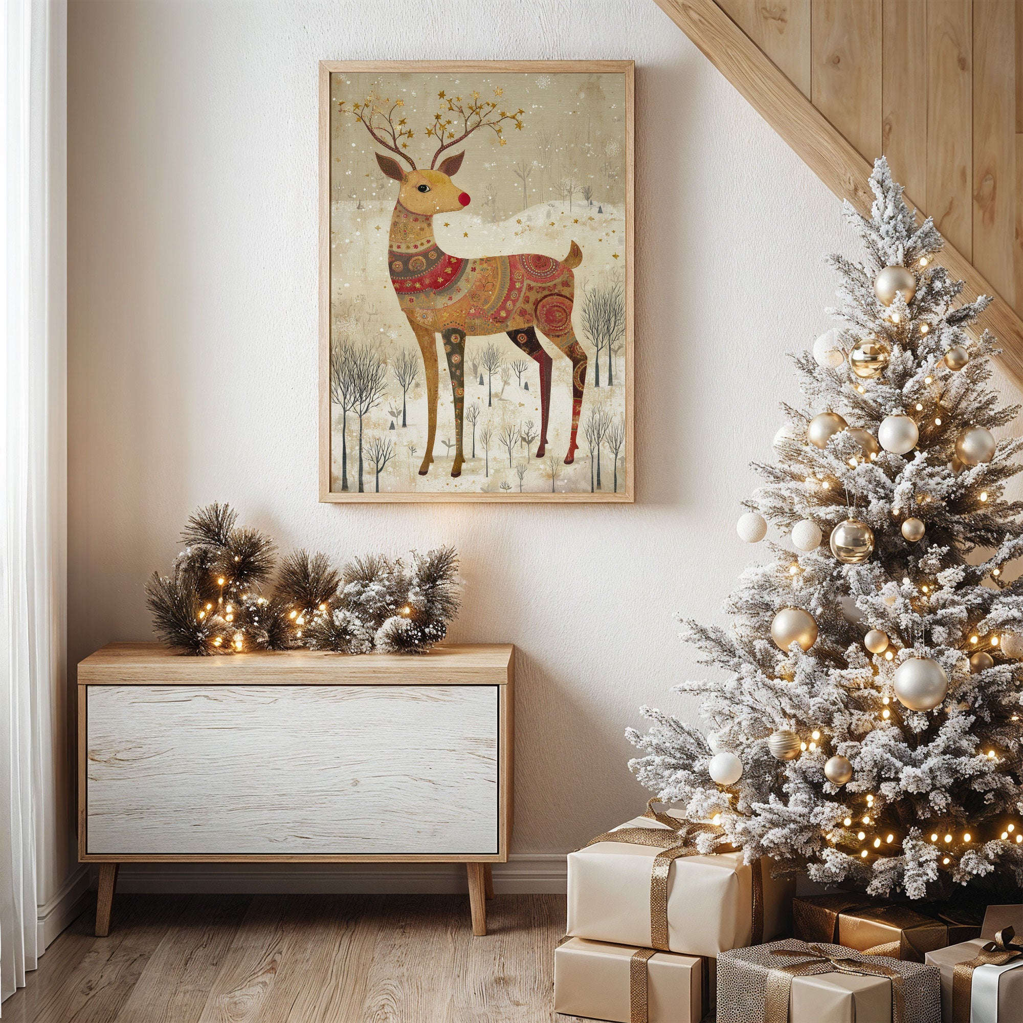Reindeer Tales In Golden Patterns