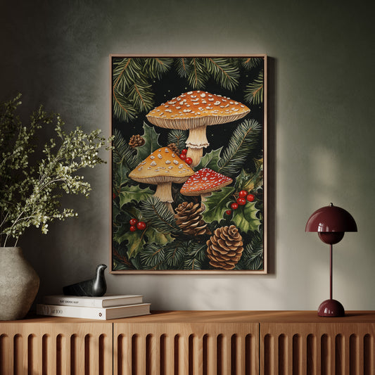 Enchanted Mushroom Forest Print - Woodland Holiday Decor - Gallery Canvas image 2