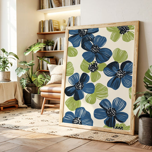 Summer Blossoms Drift In Navy
