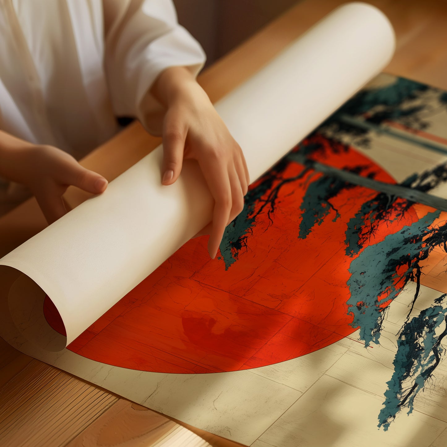 Teal Pines Meet Rising Sun