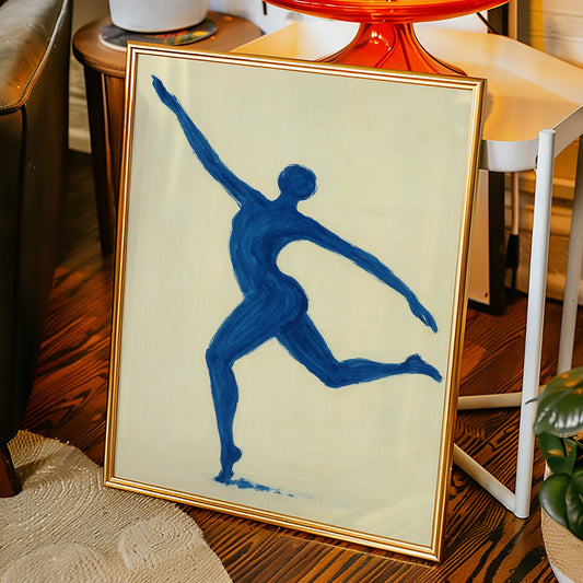 Leaping Figure in Indigo Grace