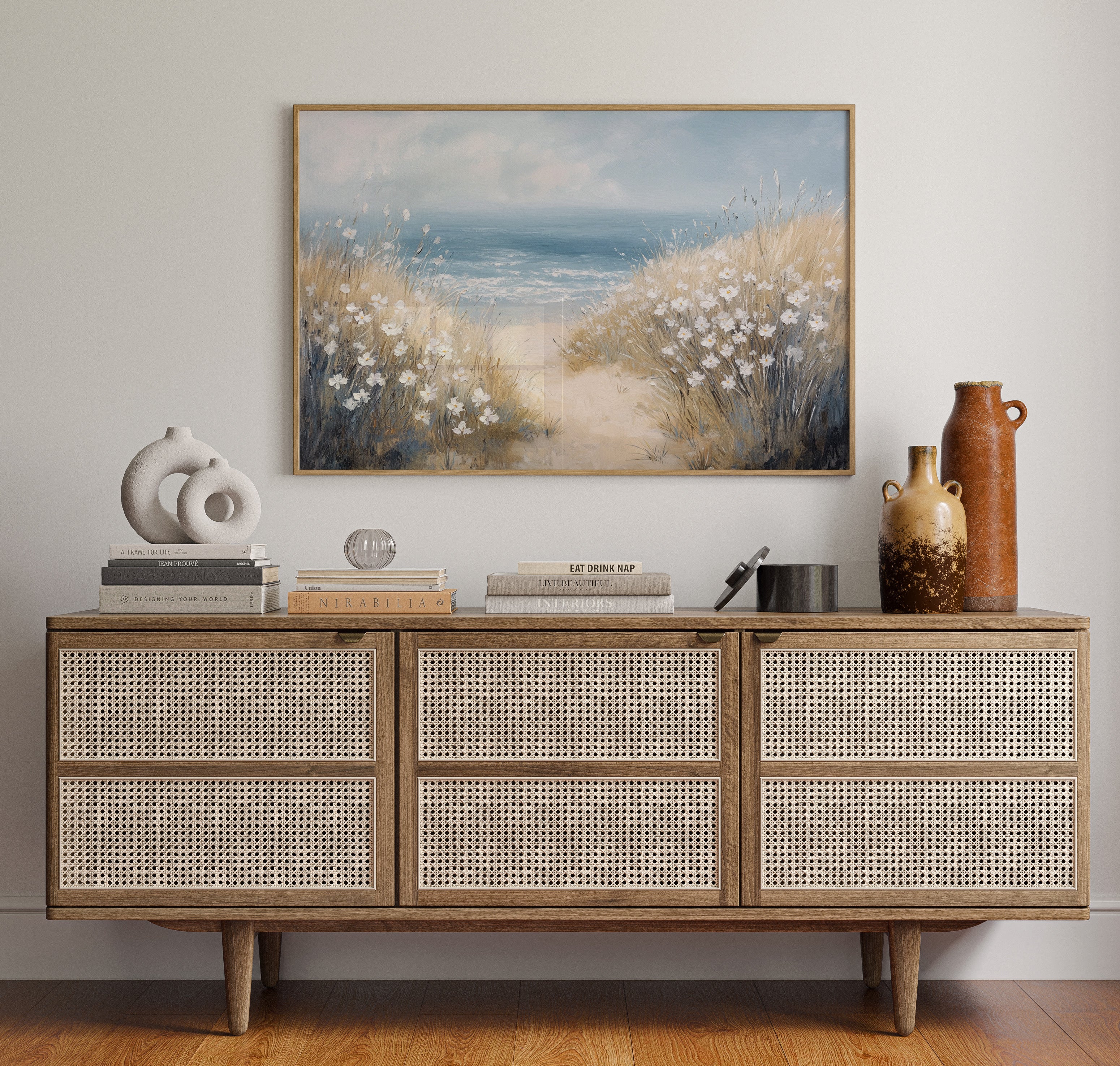 Coastal Daisies Dance Above Summer Waves