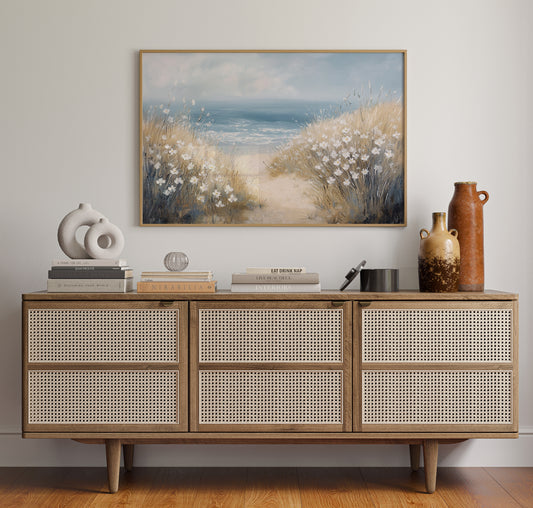 Coastal Daisies Dance Above Summer Waves