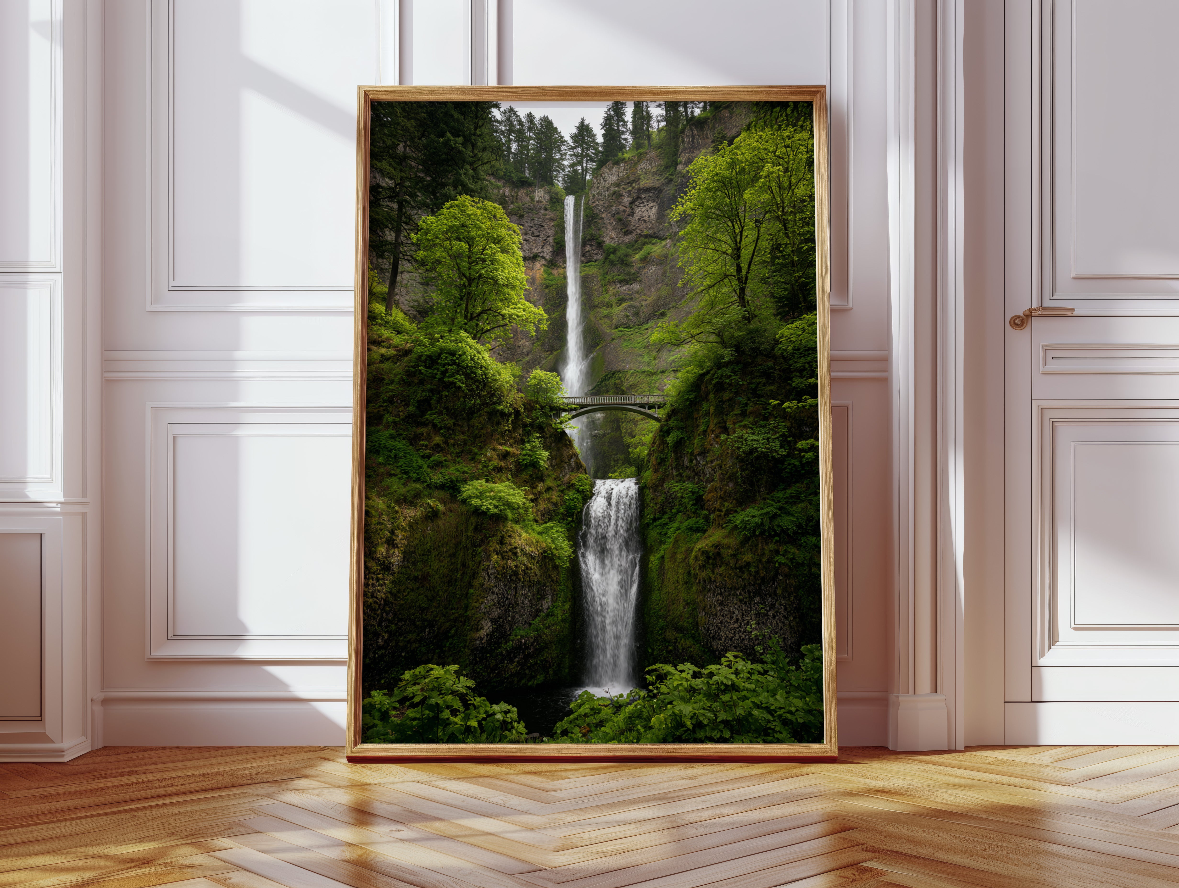 Majestic Waterfall Amidst Lush Greenery