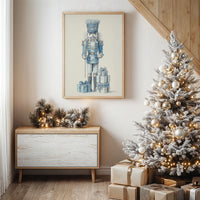 Blue Nutcracker Guards Winter's Treasures