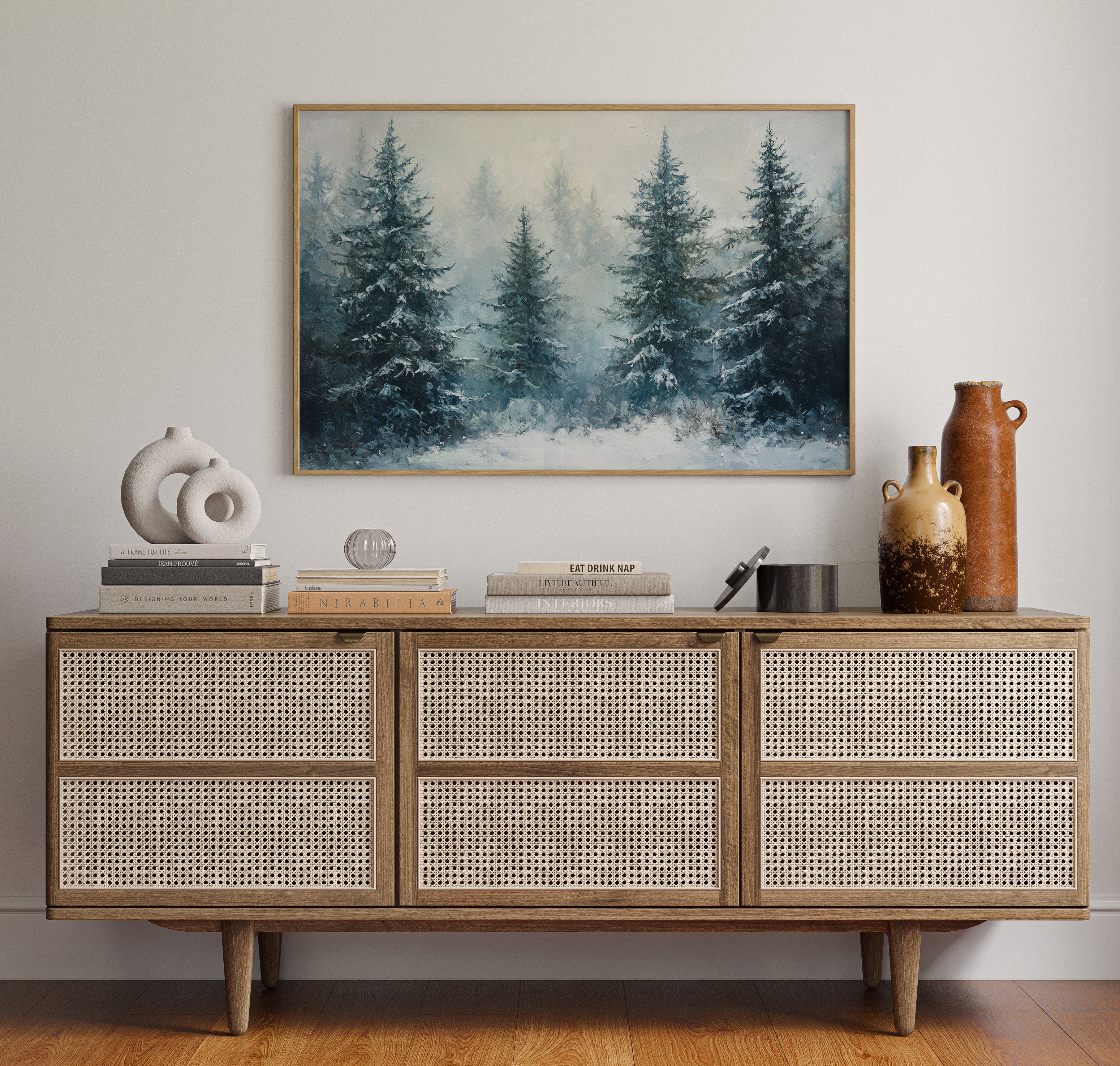 Silent Snow Settles Among Evergreens