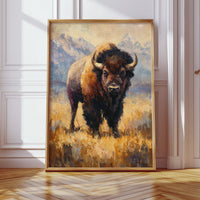 Majestic Bison in Golden Grasslands