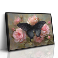 Dark Wings Among Blush Roses