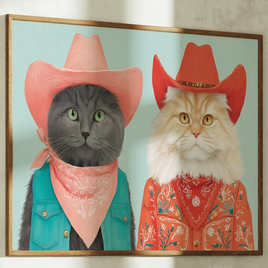 Cowboy Cats Ride At Dawn