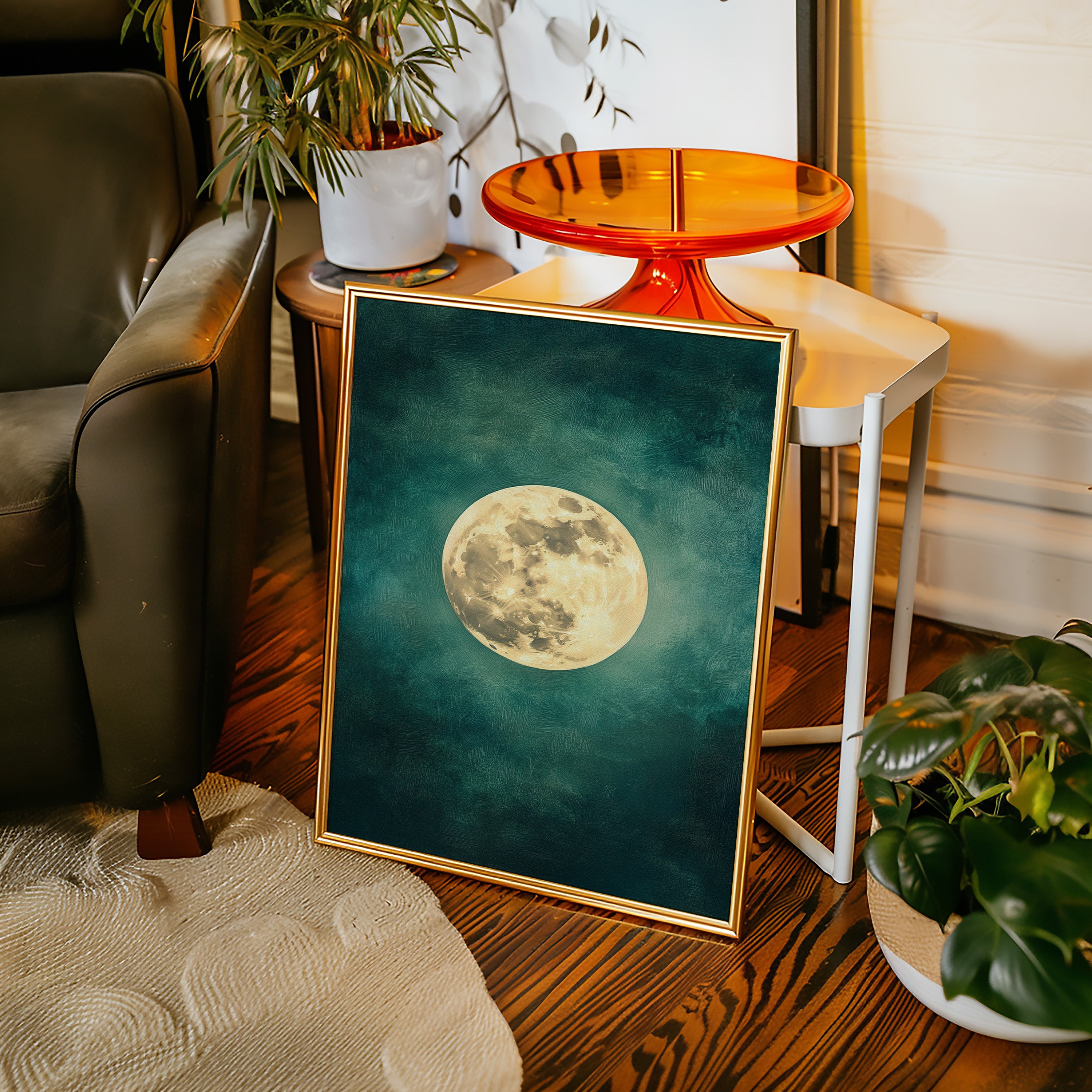 Full Moon Rising in Emerald Sky