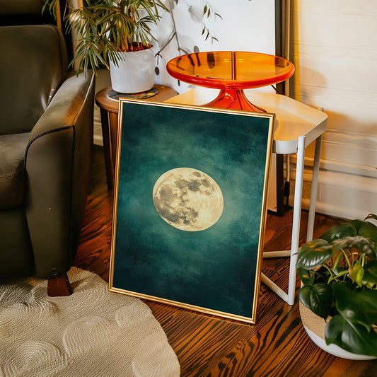 Full Moon Rising in Emerald Sky