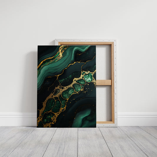 Gilded Cells in Deep Emerald Flow