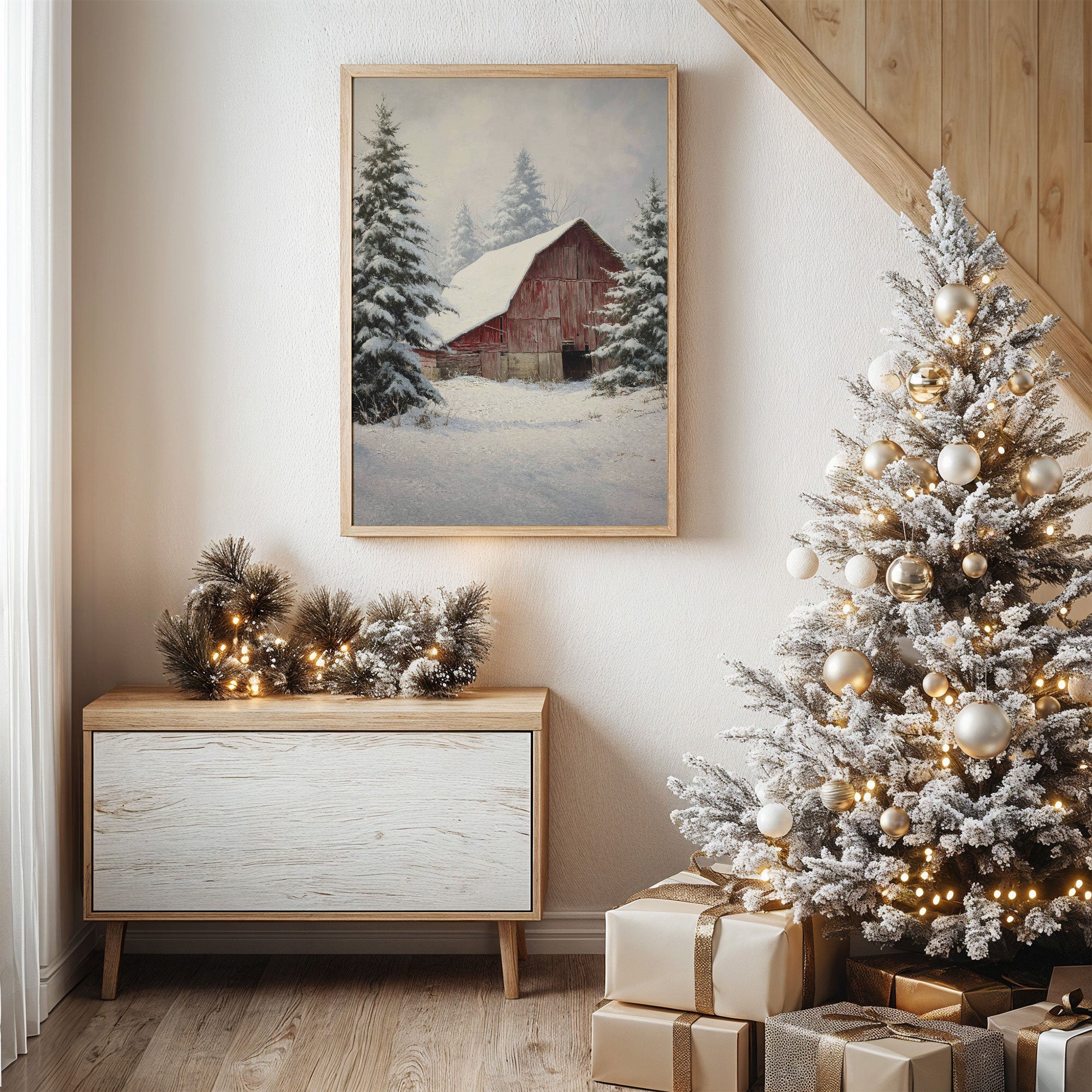 Snow Blankets The Red Barn Peace