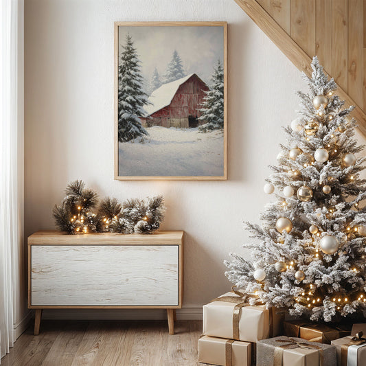 Snow Blankets The Red Barn Peace