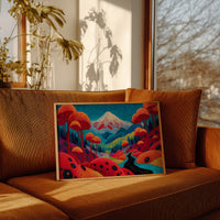 Sacred Peak Through Crimson Forest