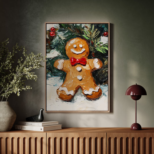 Gingerbread Man Oil Painting - Festive Holiday Art - Gallery Canvas image 9