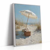 Solitary Parasol Awaits Seaside Return