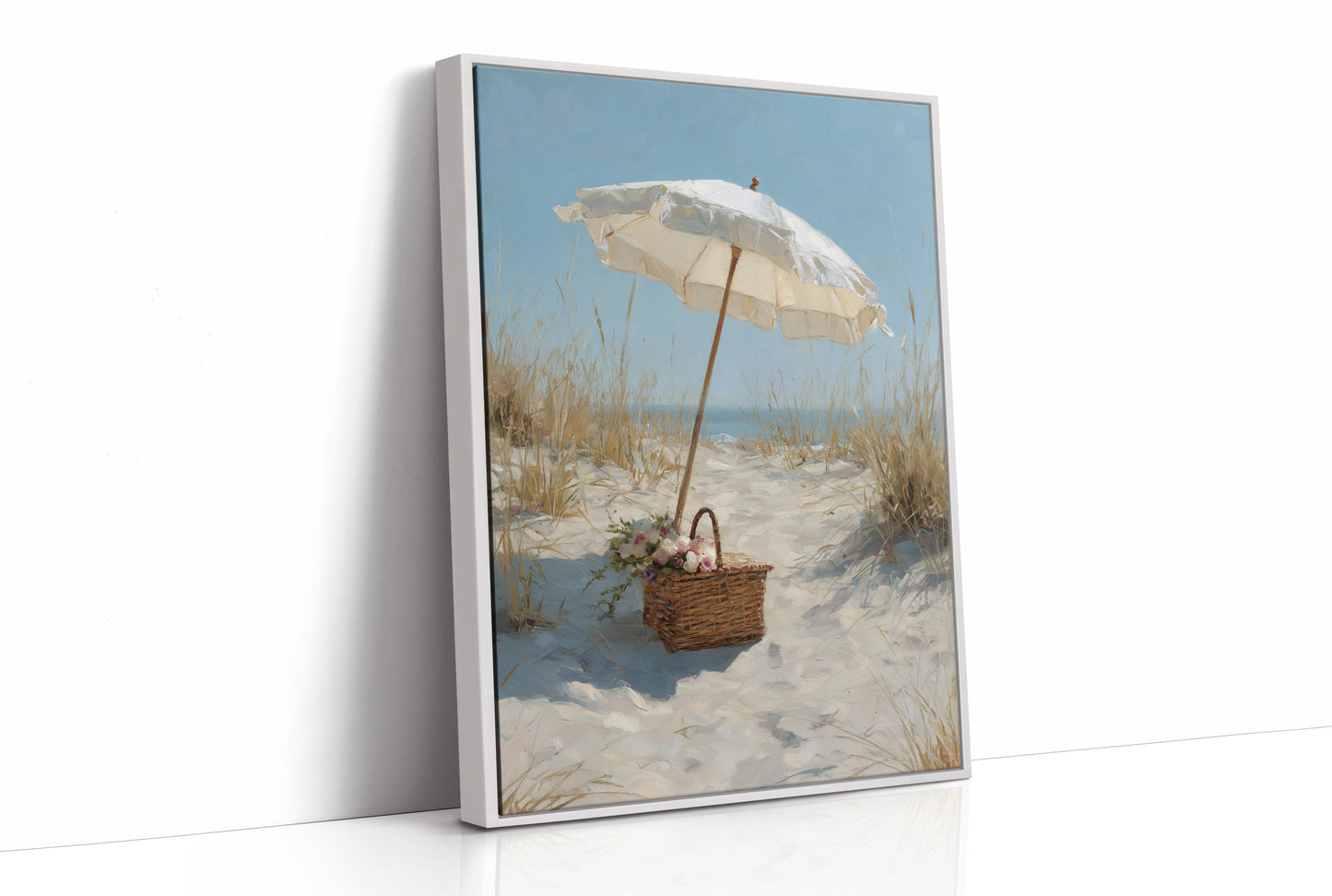 Solitary Parasol Awaits Seaside Return