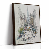 Metropolitan Pulse: Ink and Watercolor Cityscape
