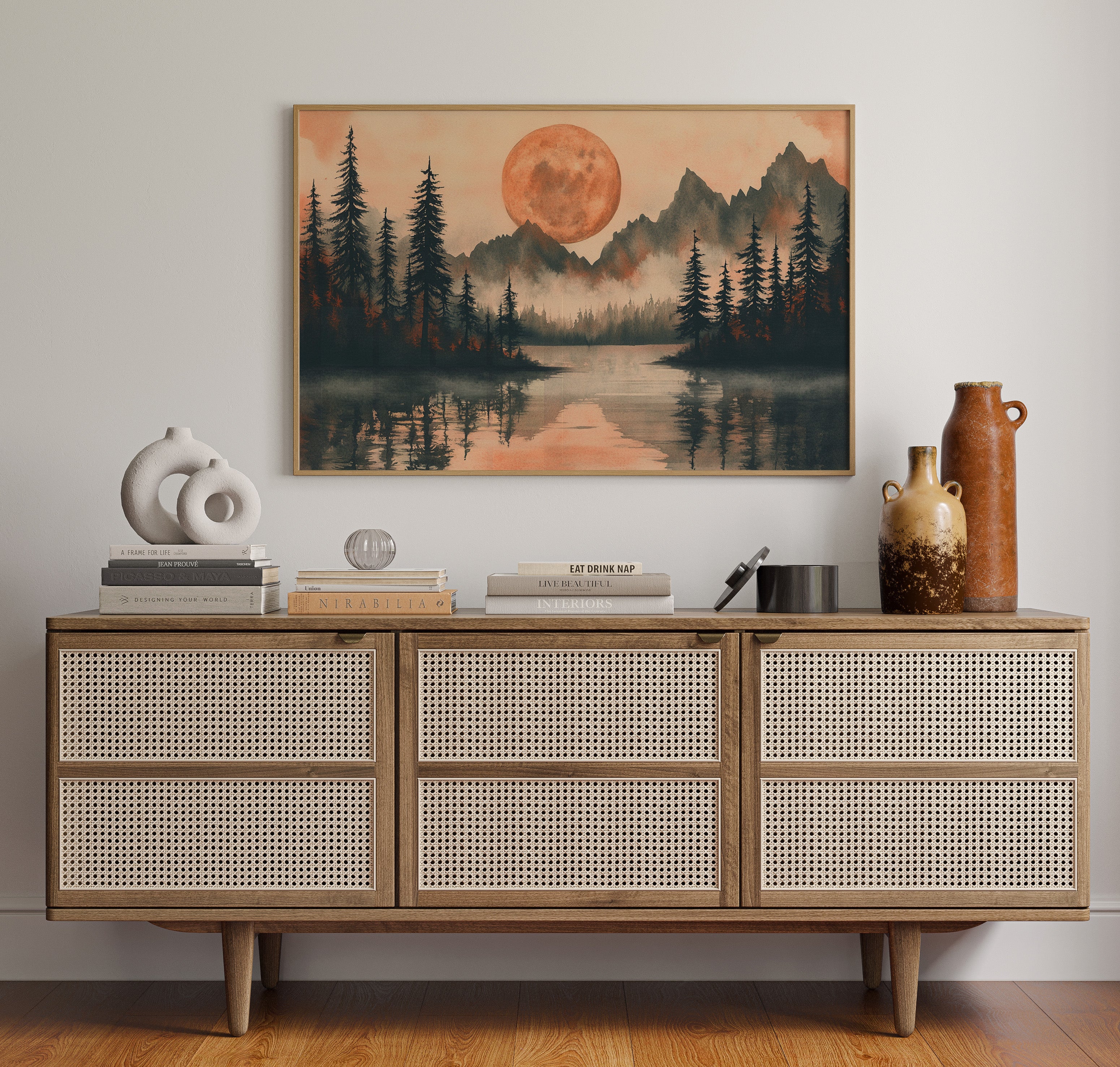 Copper Moon Bathes Mountain Lake