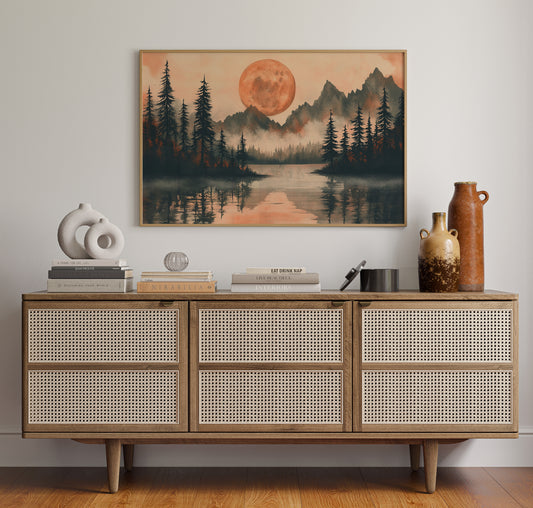 Copper Moon Bathes Mountain Lake